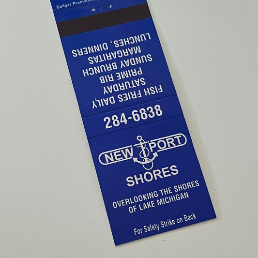 New Port Shores Restaurant Port Washington WI Vintage Matchbook Cover TB6-MB2-4