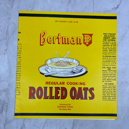 Bertman Rolled Oats Label Bertman Foods Cleveland Ohio TH9