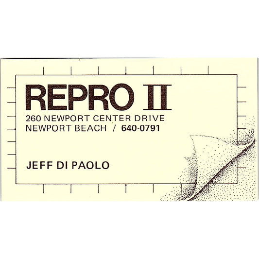 Repro II Jeff Di Paulo  Newport Beach Vintage Business Card SB4-B9