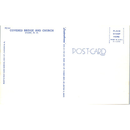 Covered Bridge and Church Stark New Hampshire Covered Bridge Postcard PC6