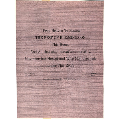 Best of Blessings on this House Letter of John Adams Vintage Magazine Ad 8x11 V9