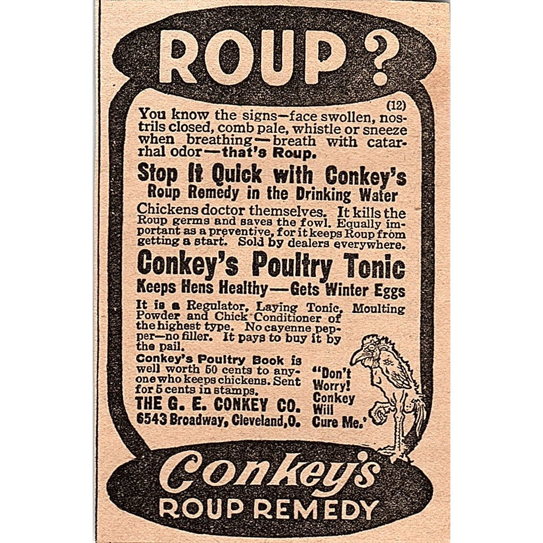 Conkey's Roup Remedy The G.E. Conkey Co Cleveland OH 1920 Ad AG2-M2