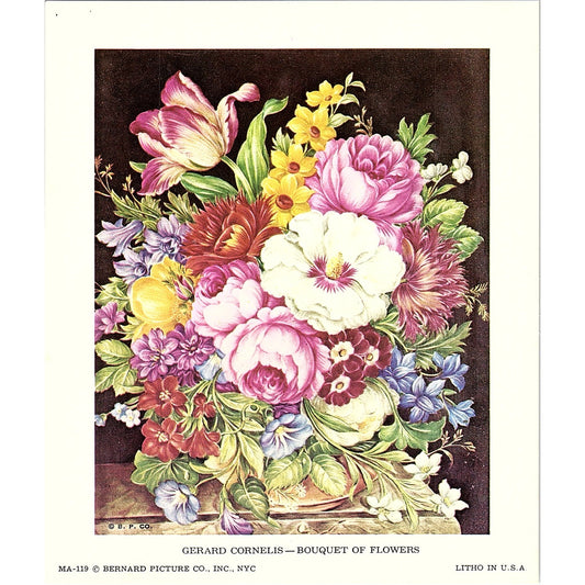 Gerard Cornelis - Bouquet of Flowers Vintage Lithograph Print 5x6 V19