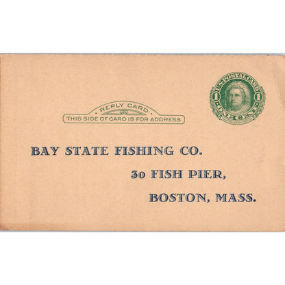 1920s Bay State Fishing Co Boston 40 Fathom Fish Business Reply Postcard PC7