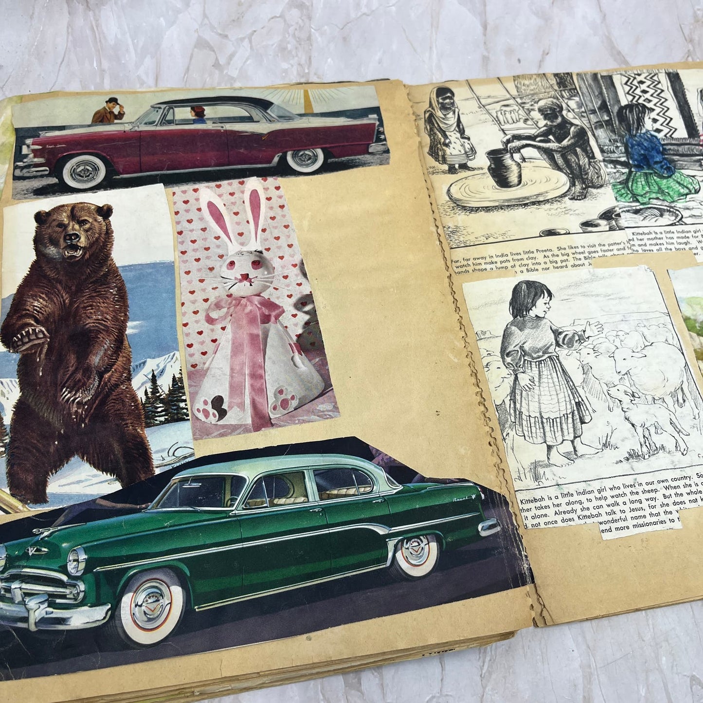 1950s Children's Scrapbook of Pictures Mostly Religious and Animals FL6-2