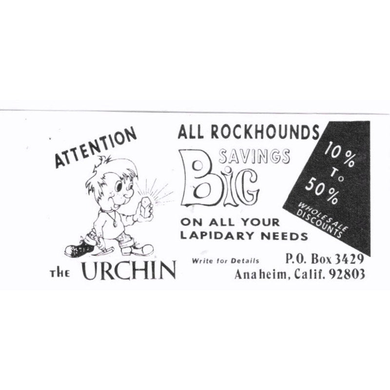 The Urchin Lapidary Supply Anaheim CA 1972 Ad AF8-S4