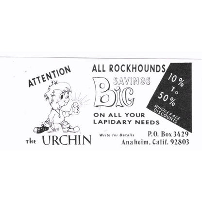 The Urchin Lapidary Supply Anaheim CA 1972 Ad AF8-S4