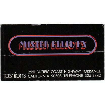 Mister Elliot's Fashions Torrance CA Vintage Business Card SE5-B4