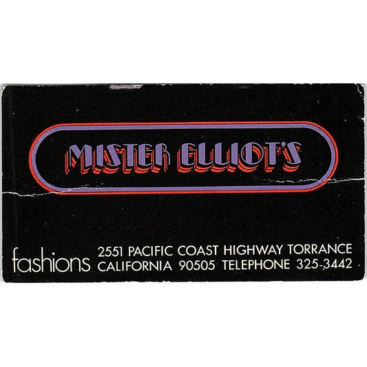Mister Elliot's Fashions Torrance CA Vintage Business Card SE5-B4