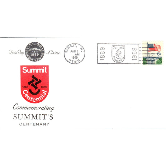 1969 Summit NJ Centenary First Day of Issue Stamp Postal Cover TI5-PC1