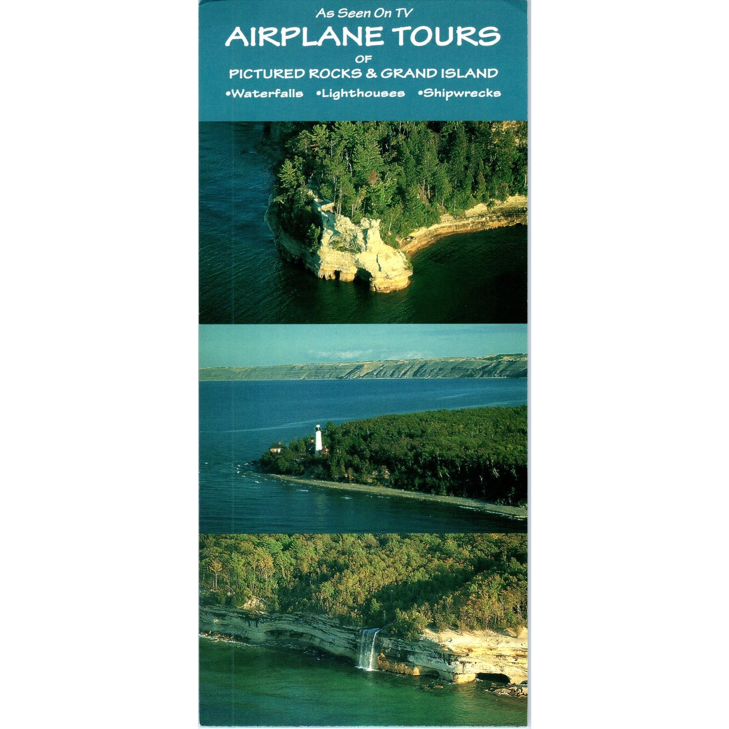 Vintage Pictured Rocks & Grand Island Air Tour Munising MI Travel Leaflet TF4-B1