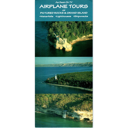 Vintage Pictured Rocks & Grand Island Air Tour Munising MI Travel Leaflet TF4-B1