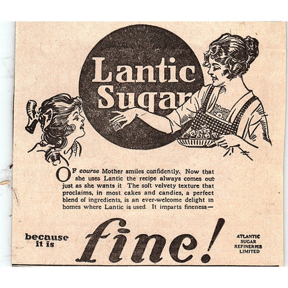 Lantic Sugar - It Imparts Fineness Winnipeg 1920 Ad AG2-4