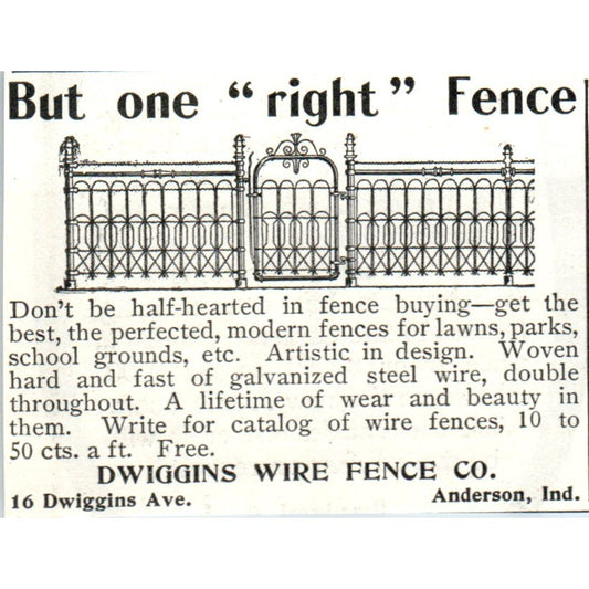 Dwiggins Wire Fence Co Anderson Indiana 1903 Magazine Ad AF2-O4