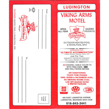 Vintage Ludington Michigan Viking Arms Motel Travel Brochure TF4-B4