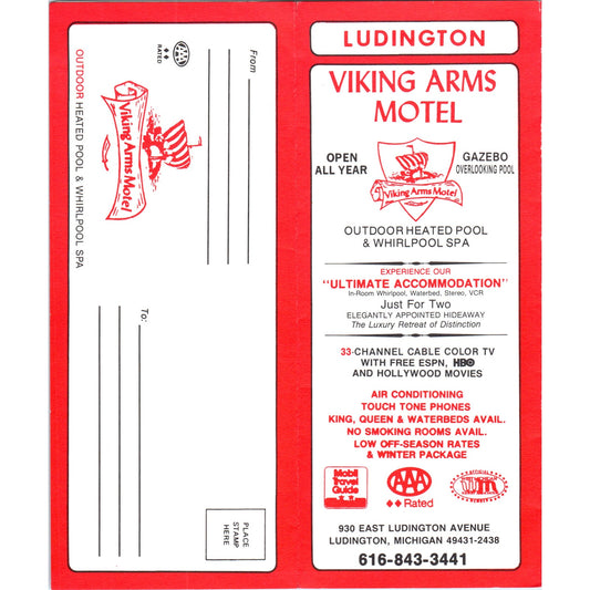 Vintage Ludington Michigan Viking Arms Motel Travel Brochure TF4-B4