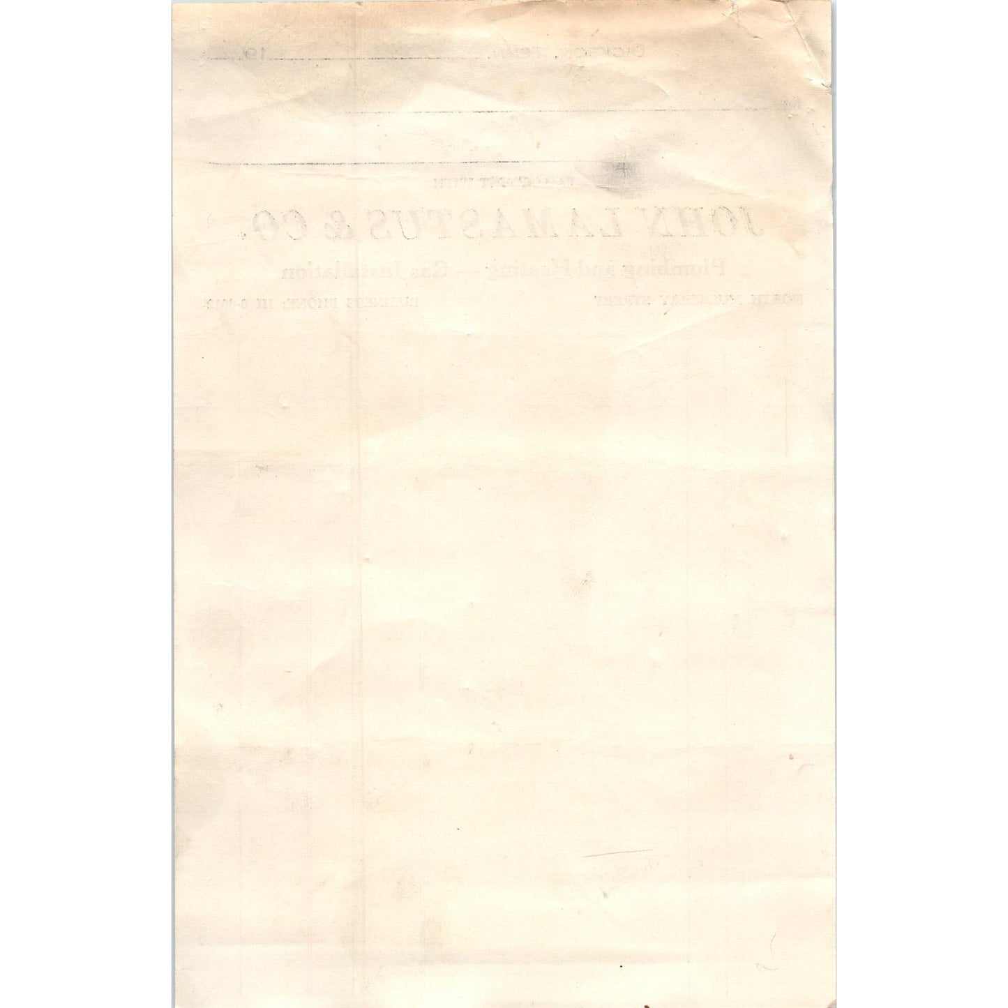 John Lamastus & Co Plumbing and Heating Dickson TN 1960 Billhead Letterhead AE8