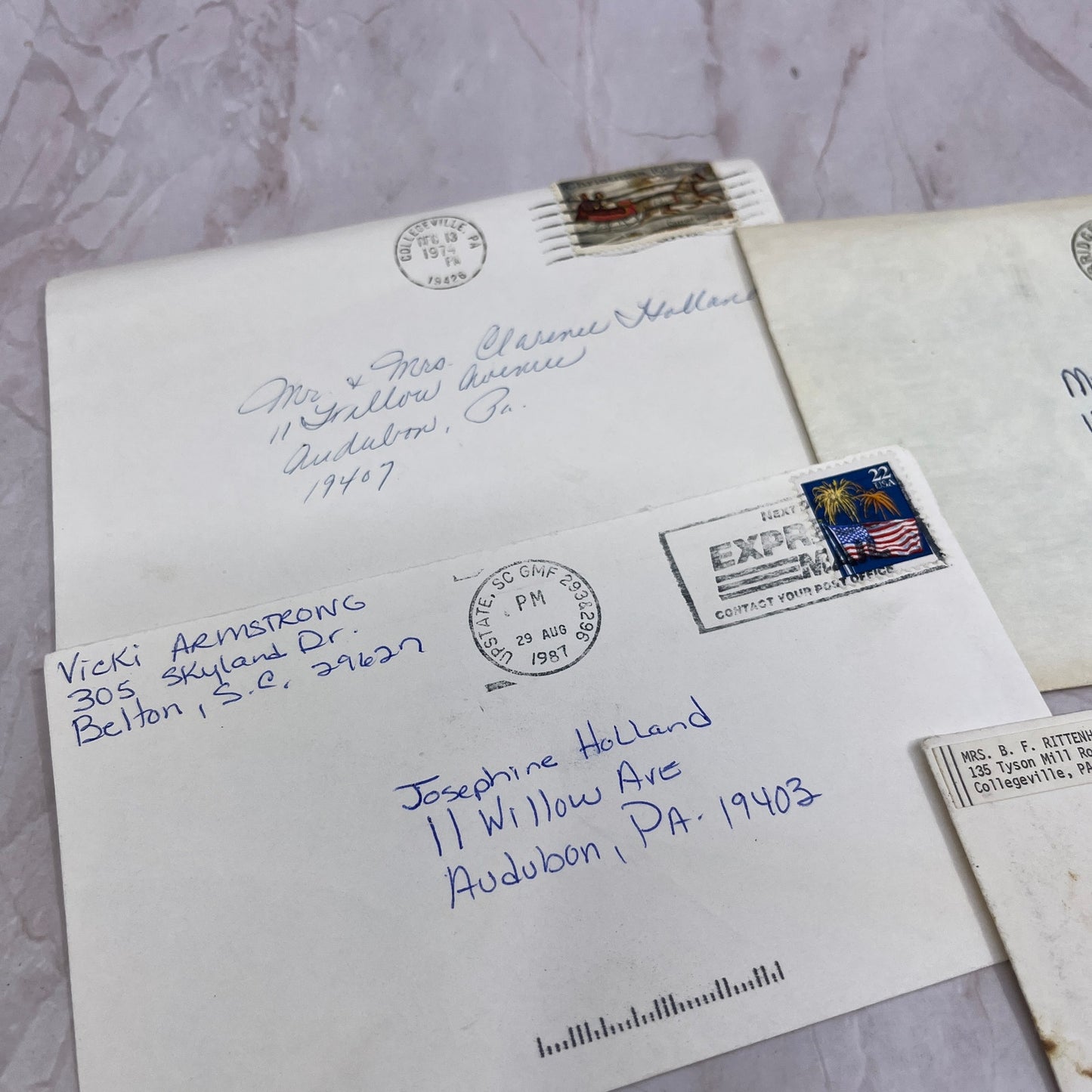 1970-80s Lot Clarence, Sophia & Josephine Holland Audubon PA Envelopes L4-4-9