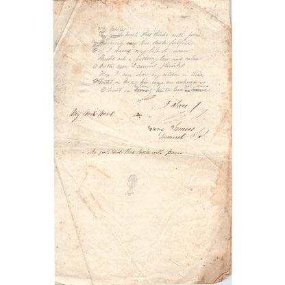 1870s Handwritten Poem - My Feeble Heart Samuel James D21