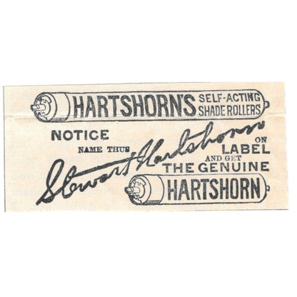 Hartshorns Self-Acting Shade Rollers Window Shades 1894 Ad AK6-S7