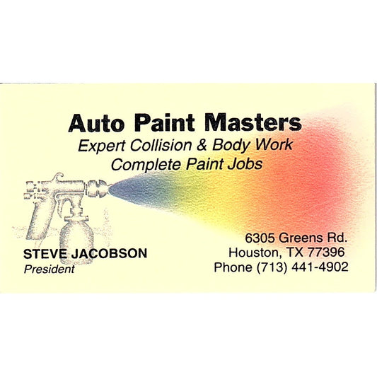 Auto Paint Masters Steve Jacobson Houston Vintage Business Card SC9-B2