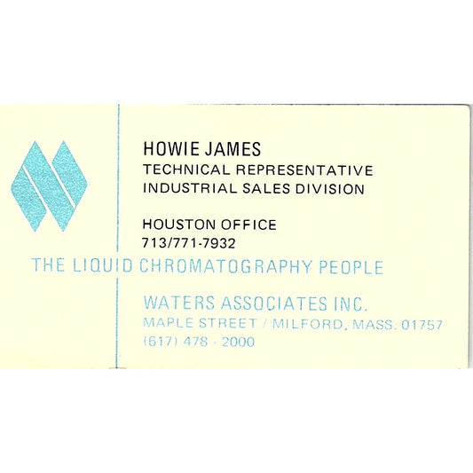 Waters Associates Howie James Maple Street Milford Vintage Business Card SB4-B2