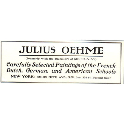 Julius Oehme Selected Paintings 5th Ave NY c1905 Victorian Ad AE9-MA1