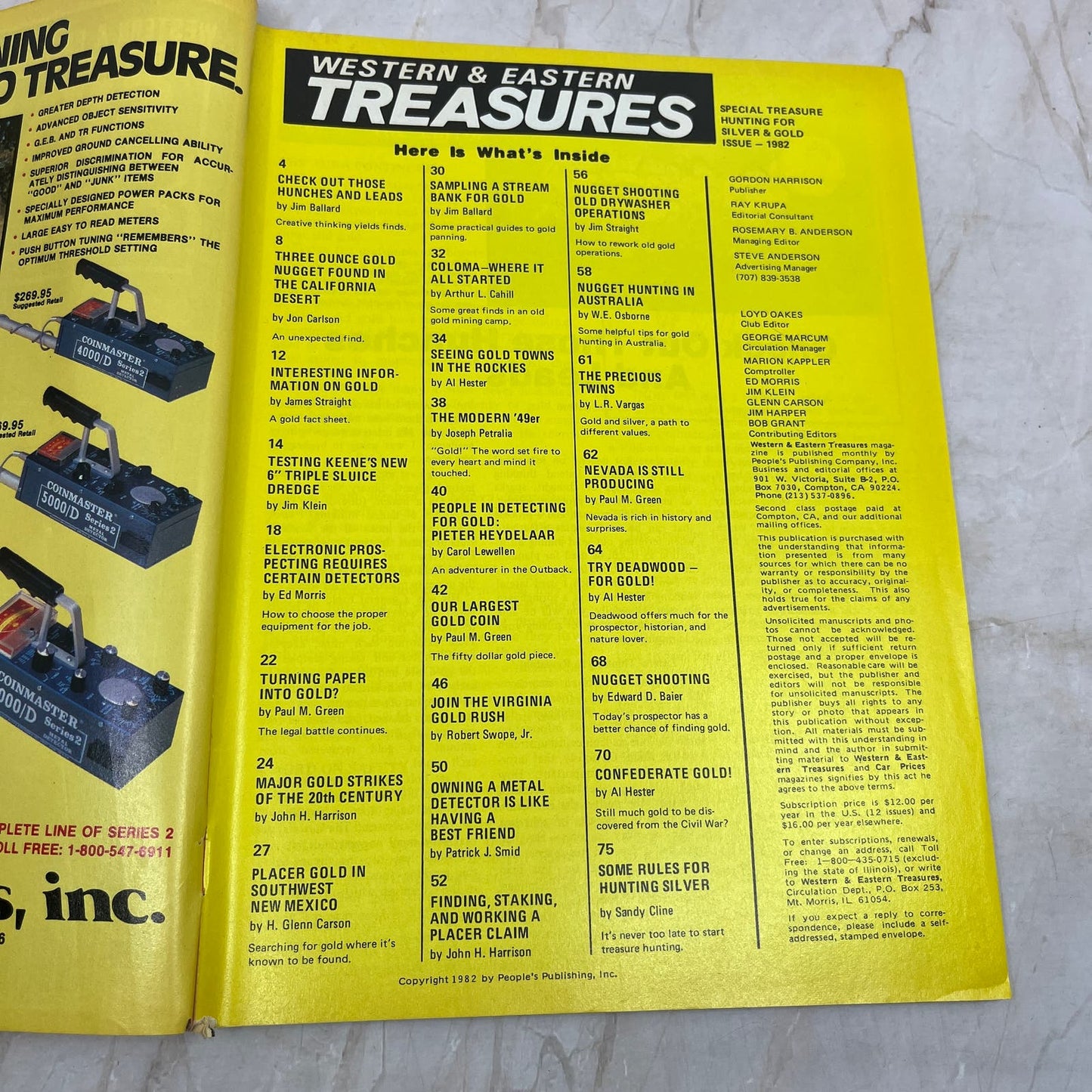 1982 Western & Eastern Treasures' Silver & Gold Magazine Treasure Hunting M20