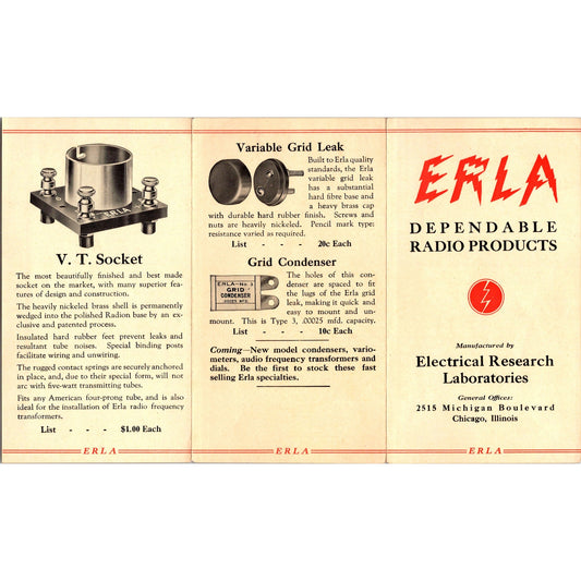 ERLA Dependable Radio Products Brochure Electrical Research Labs Chicago K23