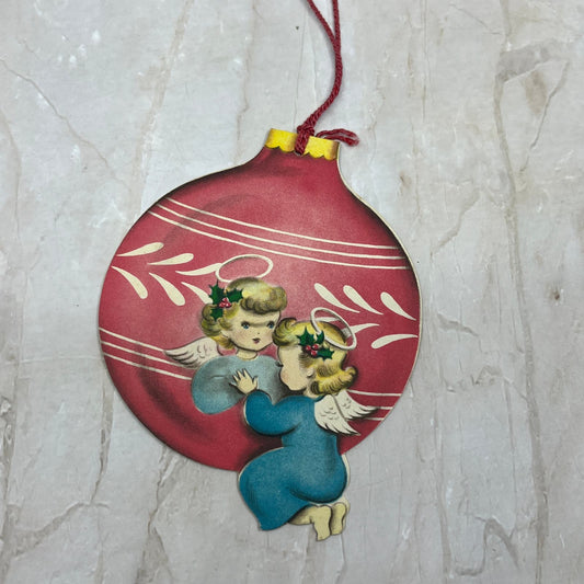 1950s Christmas Greeting Card Die Cut Ornament Norcross AE3