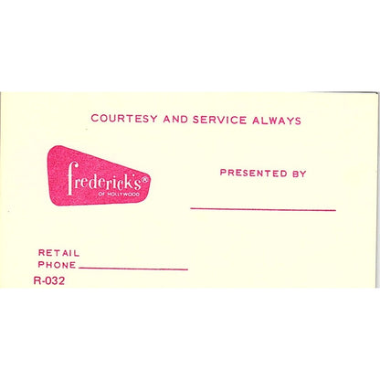 Frederick's of Hollywood CA Vintage Business Card SE5-B5