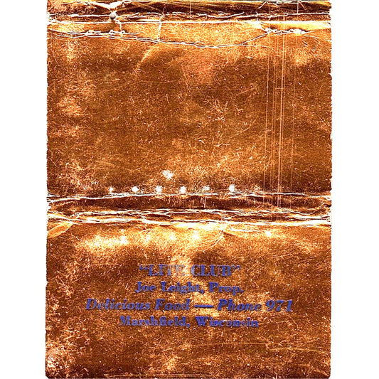 Lite Club Joe Leight Marshfield WI Vintage Large Matchbook Cover TH2-Y3