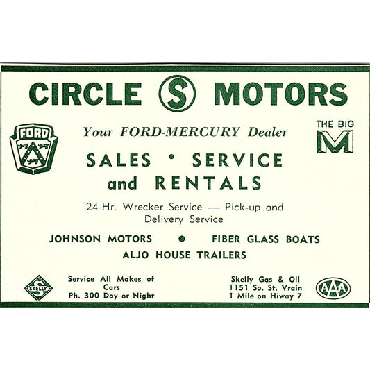 Circle S Motors Ford-Mercury Dealer 1957 Estes Park CO Ad AG4-H1
