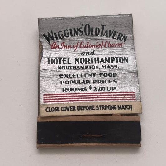 Wiggins' Old Tavern Hotel Northampton MA Vintage Matchbook Cover TB8-MB2-4