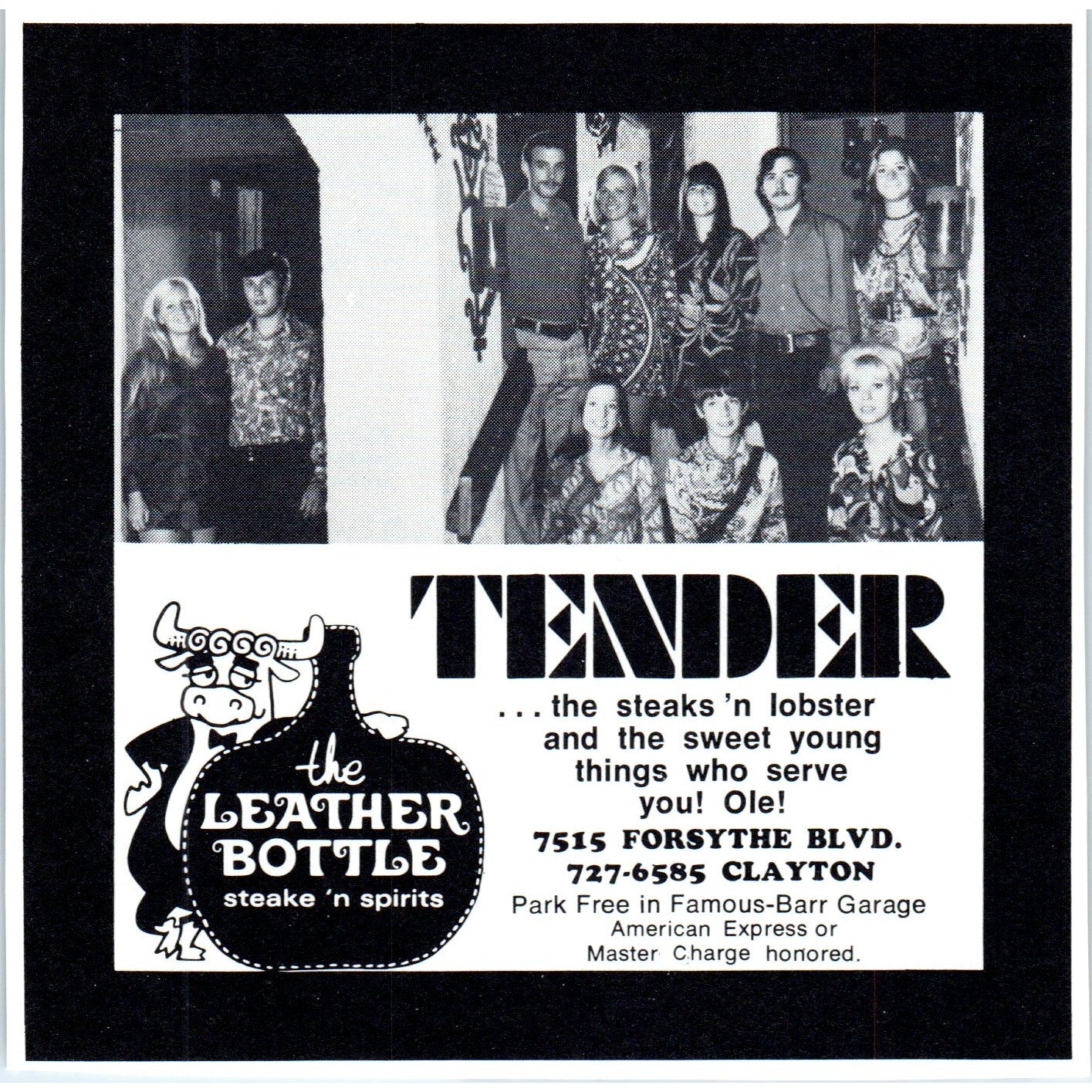 The Leather Bottle Steak 'N Spirits St. Louis 1971 Magazine Ad AD8-H4