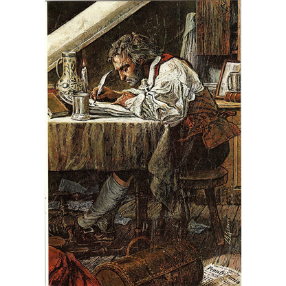 Thomas Paine Writing at His Desk Vintage Art Print 6x10 V4