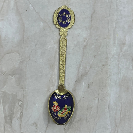 Vintage Cloisonne Gold Tone Hong Kong Souvenir Spoon TG9-SP