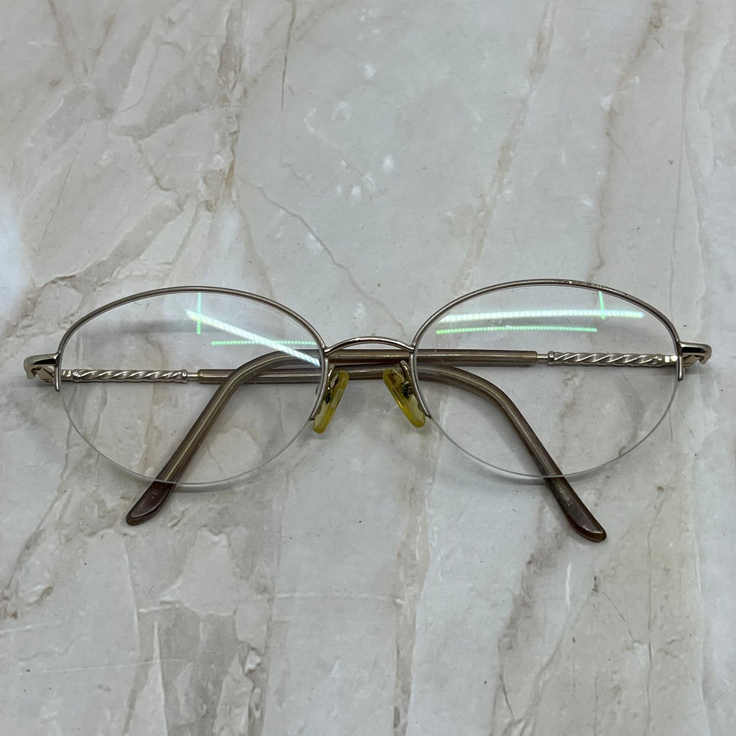 EA Brown Oval Half-Rim Sunglasses Eyeglasses Frames TE9-G6-7