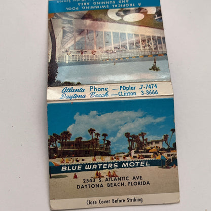 Blue Waters Motel Daytona Beach FL Vintage Matchbook Cover MM2-7