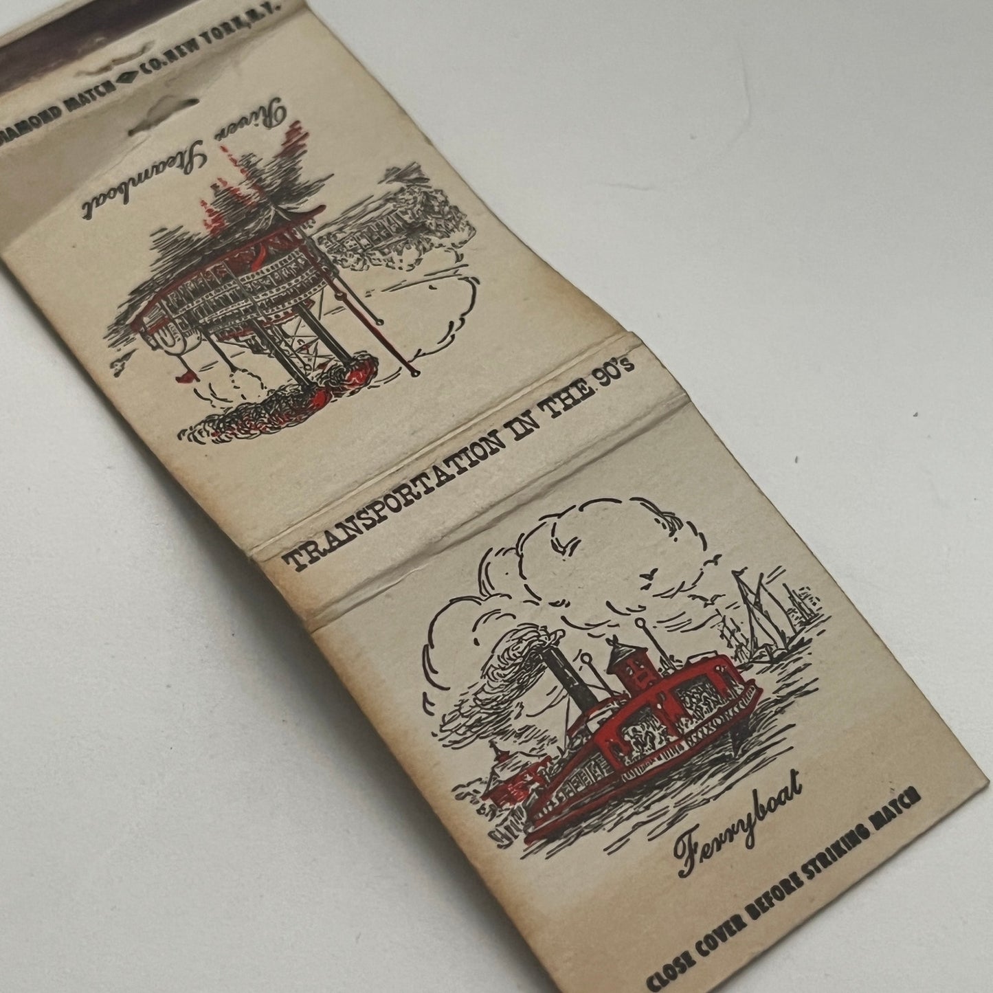 River Steamboat, Ferryboat Transportation in the 90s Matchbook Cover MM4-1