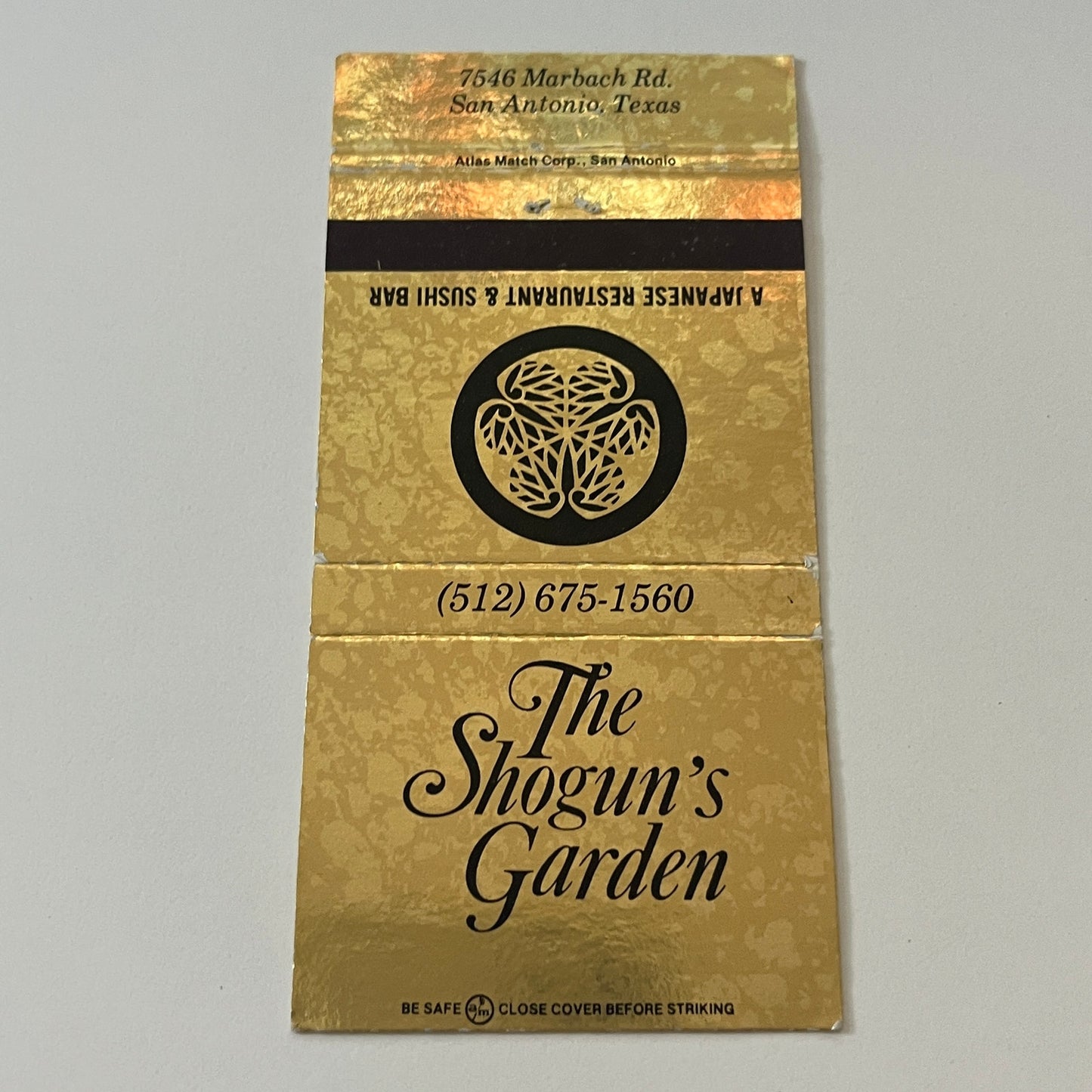 The Shogun's Garden Japanese Restaurant San Antonio TX Matchbook Cover TB6-MB2-6