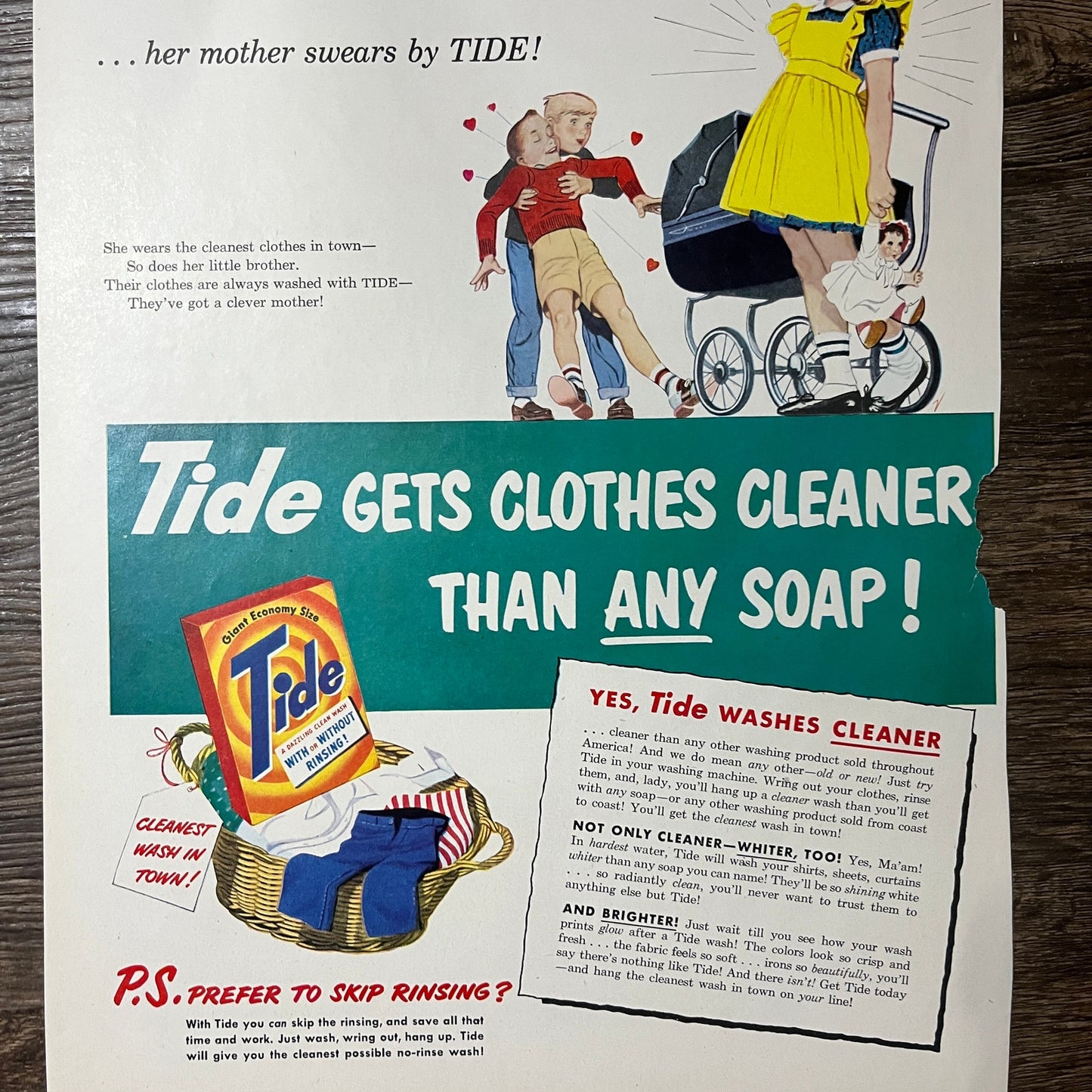 Her Mother Swears by Tide Laundry Detergent Vintage Magazine Ad 11x14 V9