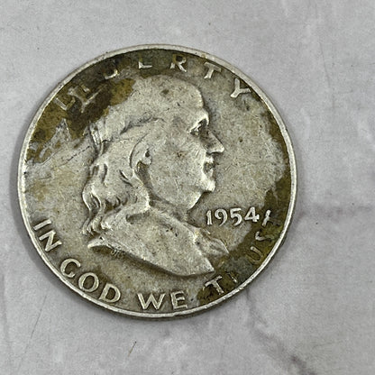 Vintage 1954 Benjamin Franklin Half Dollar - 90% Silver Coin SE2