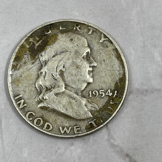 Vintage 1954 Benjamin Franklin Half Dollar - 90% Silver Coin SE2
