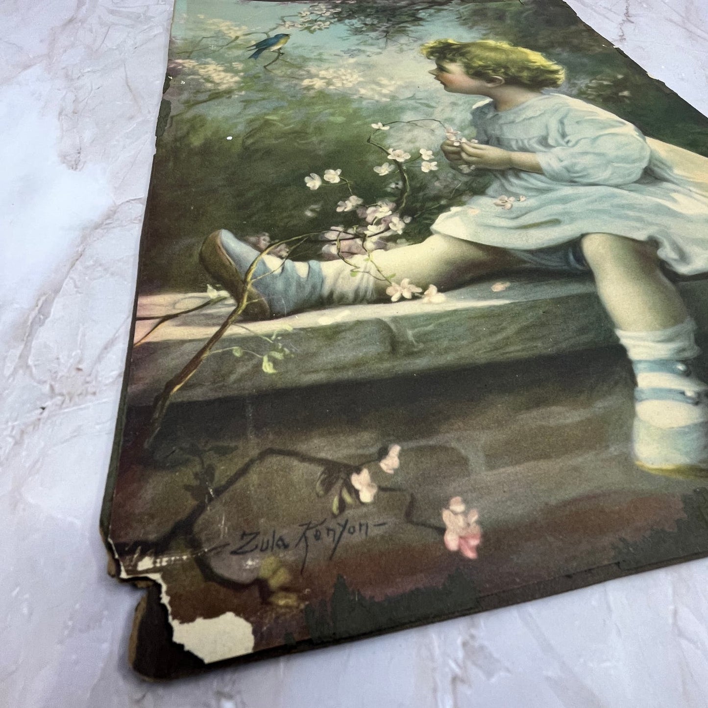 1920's Zula Kenyon Song of the Bluebird Art Print Lithograph 10x13 FL6-3