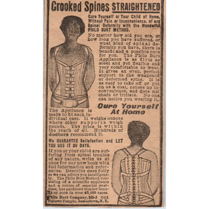Philip Burt Co Jamestown NY Crooked Spine Straightening 1923 Magazine Ad AE1-4