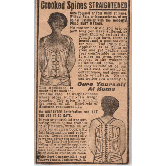 Philip Burt Co Jamestown NY Crooked Spine Straightening 1923 Magazine Ad AE1-4