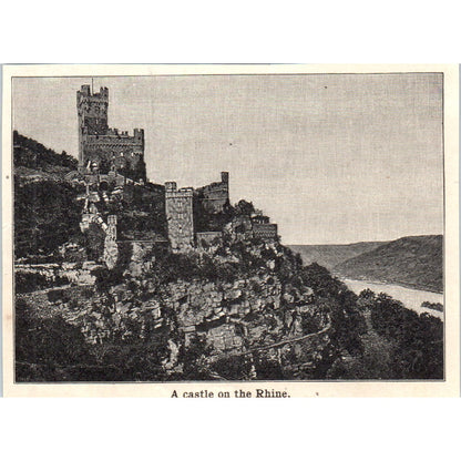 A Castle on the Rhine 1901 Engraving AF2-A6