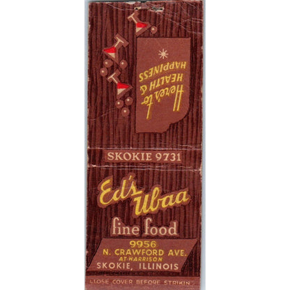 Ed's Ubaa Fine Food Skokie IL Vintage Matchbook Cover SD4-Y12