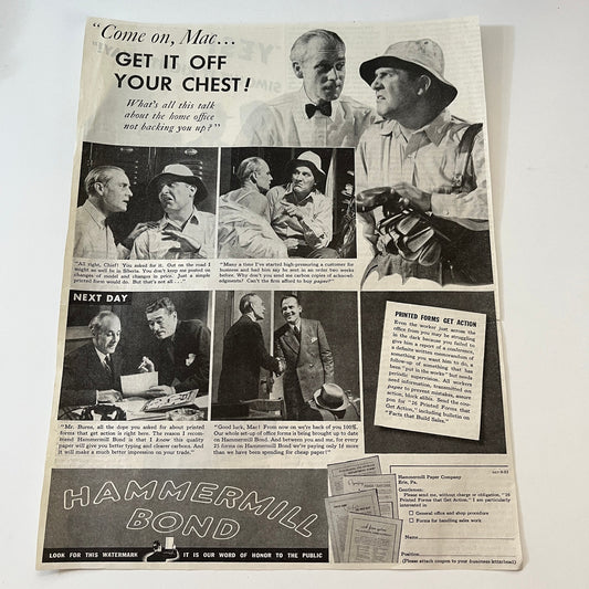 Hammermill Paper Company Hammerhill Bond Eric PA 1937 Ad SV1-6
